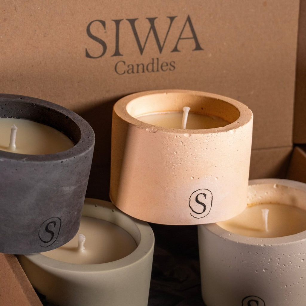 Bougie d’intérieur en béton coffret faite main en Provence – Siwa Candles