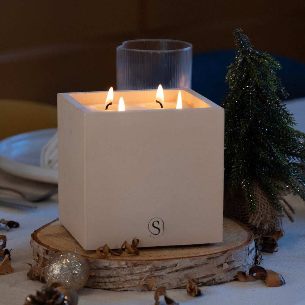 Bougie d’intérieur en béton blanche faite main en Provence – Siwa Candles