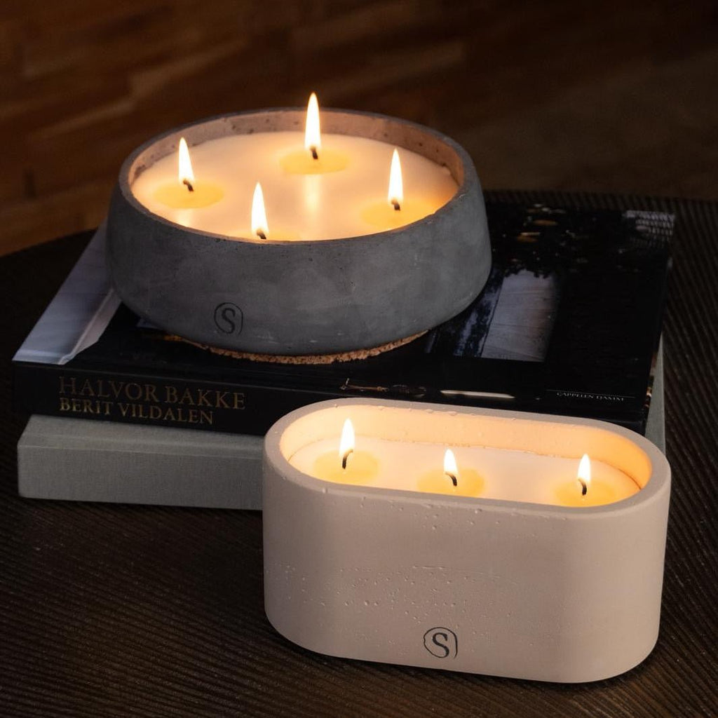 "Bougie d’intérieur en béton noire faite main en Provence – Siwa Candles"